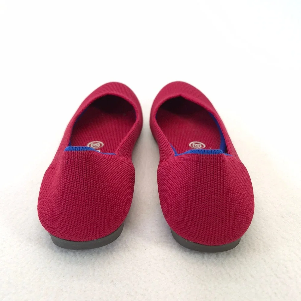 Rothys The Flat Red Knit Round Toe Ballet Flats Womens 6